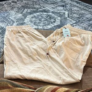 Nimin Womens‎ Size XL Cream Solid Elastic Waist Joggers. NWT